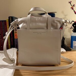 Brandon Blackwood Small Leather Laura Drawstring Tote in White